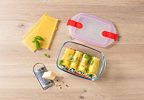 Pyrex® Cook & Heat - Juego de 5 platos de cristal con tapa hermética, especial para microondas