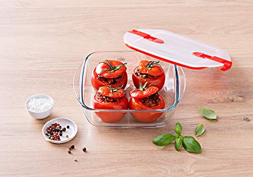 Pyrex® Cook & Heat - Juego de 5 platos de cristal con tapa hermética, especial para microondas