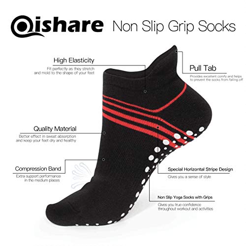 Qishare 2 Pares de Calcetines Antideslizantes para Hombres y Mujeres, Ideales para Yoga, Hospital para Ancianos, Pilates, Embarazo de Maternidad, Barra, trampolín, Zumba, Tai chi y hogar (M)