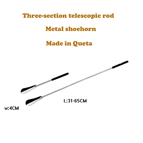 Queta - Calzador de pie regulable en longitud portátil, zapato telescópico, liso, cómodo, ergonómico, con mango largo, para hombre y mujer