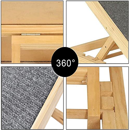 Rampa para Perros y Gatos, 30-60 cm Rampa para Mascotas Ajustables en Altura, Antideslizante Escaleras para Perros Plegables sin Ensamblaje para Coche, Cama y Sofá (Madera)