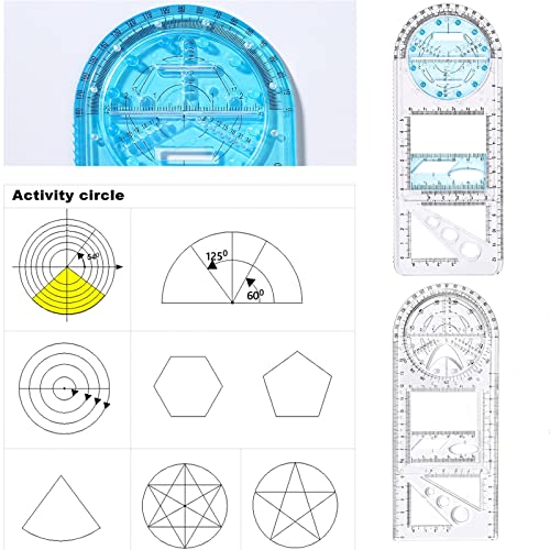 Regla Geométrica Multifuncional, Herramienta de Medición de Plantillas de Dibujo Geométrico para Estudiantes de Secundaria que Estudian un Edificio de Diseño de Oficinas (WB)