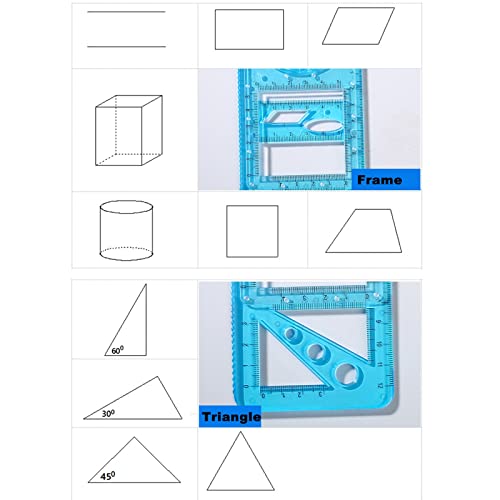 Regla Geométrica Multifuncional, Herramienta de Medición de Plantillas de Dibujo Geométrico para Estudiantes de Secundaria que Estudian un Edificio de Diseño de Oficinas (WB)