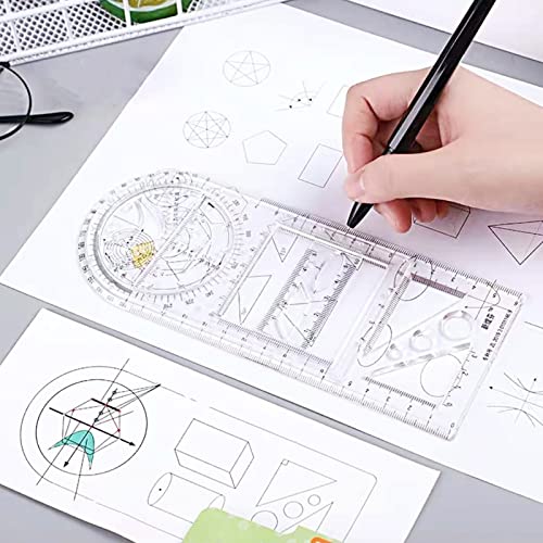 Regla Geométrica Multifuncional, Herramienta de Medición de Plantillas de Dibujo Geométrico para Estudiantes de Secundaria que Estudian un Edificio de Diseño de Oficinas (WB)