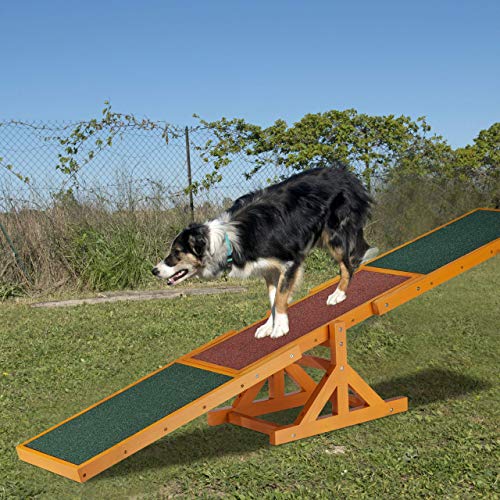 Relaxdays 10023710 Balancín Perro, Dog Agility, Entrenamiento, Mascotas Grandes y Pequeñas, 1 Ud, 54 x 180 x 30 cm, Multicolor, 1 Ud