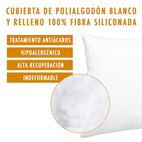 Relleno cojin 45x45 cm (2 Unidades) 100% Fibra Hueca siliconada de Gran Densidad Cojines Sofa y Cama. Incluye un Rodillo quitapelusas.