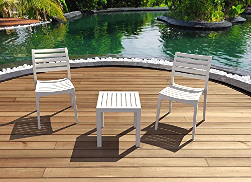 RESOL Ocean Mesa Auxiliar 45x45 para Jardín, Terraza o Balcón | Uso Exterior o Interior | Click-Clack Mesa Baja Cuadrada para Mesa de Café o Centro | Fácil Mantenimiento Protección UV Blanca