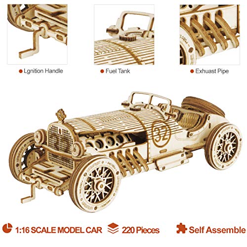 Robotime Grand Prix Car Puzzle 3D Madera Maquetas para Construcción Mecánica Laser Cut Puzzle De Madera Artesanía para Adultos