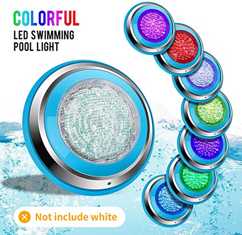 Roleadro Luz LED para piscina, impermeable Luces Sumergibles IP68 47W luces de piscina multicolor, RGB Wall Mounted (12 V AC/DC) con Control Remoto de luz de piscina con mando, cable de 5 pies