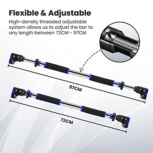 ROMIX Barra de Dominadas, Ajustable Resistente Sin Tornillos Puerta Marco Barra de Tracción con Seguridad Cerradura, Multifuncional Casa Gimnasio Ejercicio Equipo para Entrenamiento Fitness Chin Up