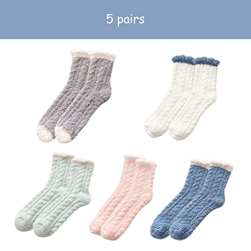 Ropniik Calcetines Dormir Mujer 5 Pares , Calcetines Termicos Mujer Calcetines De Invierno Con Zapatillas,Calcetines Cómodos Para Dormir, Calcetines CáLidos, Calcetines De Casa Para Mujeres Y Niñas