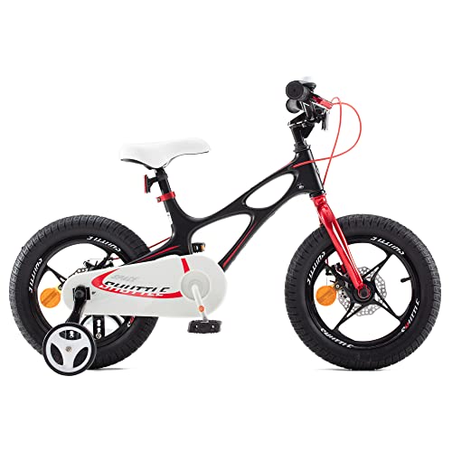 RoyalBaby Bicicleta Infantil para niños y niñas Bicicletas Infantiles Space Shuttle Ruedas auxiliares Bicicleta para niños Magnesio Bicicleta de Niño 18 Pulgadas Negro