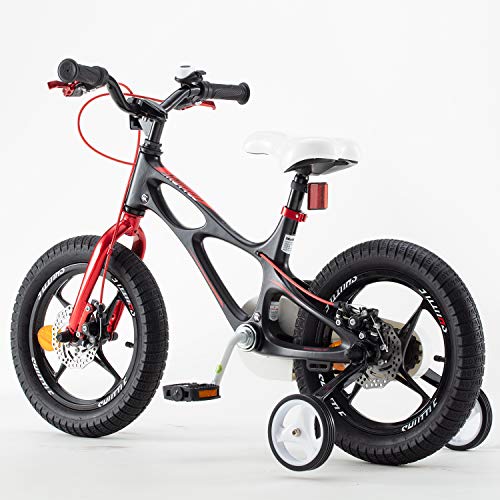 RoyalBaby Bicicleta Infantil para niños y niñas Bicicletas Infantiles Space Shuttle Ruedas auxiliares Bicicleta para niños Magnesio Bicicleta de Niño 18 Pulgadas Negro