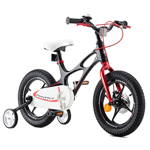 RoyalBaby Bicicleta Infantil para niños y niñas Bicicletas Infantiles Space Shuttle Ruedas auxiliares Bicicleta para niños Magnesio Bicicleta de Niño 18 Pulgadas Negro