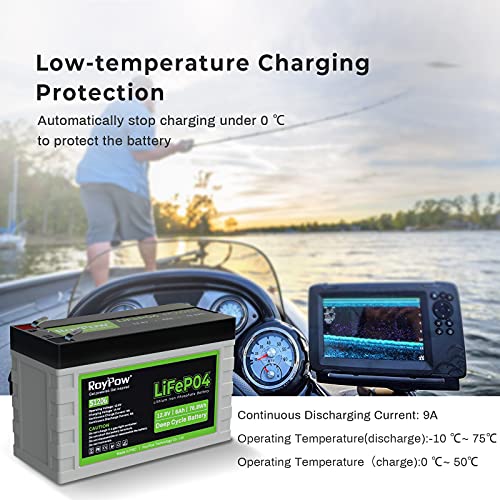 RoyPow Batería LiFePO4 Deep Cycle 6Ah 12V Recargable de Litio fosfato de Hierro Hierro 3000 ciclos FiOS de reemplazo para batería SLA para Autocaravana/campista, Scooter, buscador de Peces