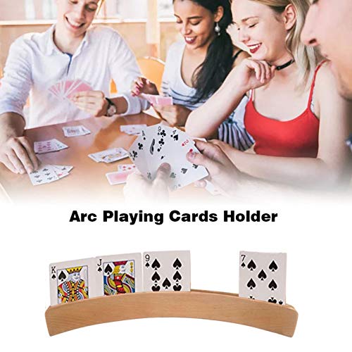 Rubyu-123 Soporte para cartas de juego, soporte de madera para tarjetas de juego, soporte para tarjetas para discapacitados, juego de cartas sin manos para niños, personas mayores, 4 unidades