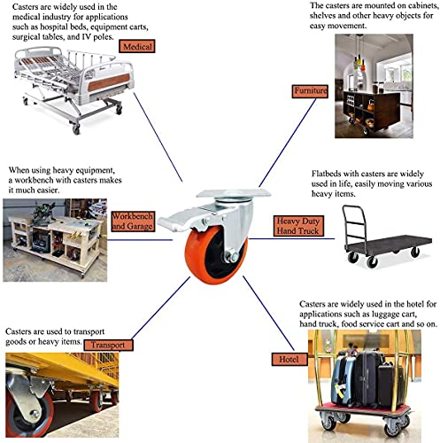 Ruedas giratorias resistentes de 100 mm, 700 kg, con freno para muebles de banco de trabajo, 4 unidades