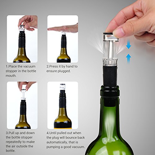 Sacacorchos Vino Eléctrico Automático Profesional - Abridor Botellas Recargable de Vino Abrebotellas Ideal con Cortador de Papel, Vertedor, Tapón de Vino, Silicona de Vacío y Cable de Dato