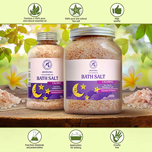 Sales de Baño Calmante 1300g con Aceite Esencial de Sándalo & Lavanda & Bergamota - 100% Sales Naturales Marinas - Relajante - Cuidado corporal - Cuidado Corporal - Aromaterapia