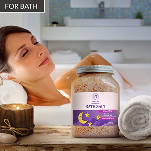 Sales de Baño Calmante 1300g con Aceite Esencial de Sándalo & Lavanda & Bergamota - 100% Sales Naturales Marinas - Relajante - Cuidado corporal - Cuidado Corporal - Aromaterapia