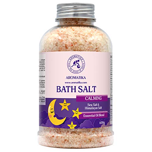 Sales de Baño Calmante 600g con Aceite Esencial de Sándalo & Lavanda & Bergamota - 100% Sales Naturales Marinas - Relajante - Cuidado corporal - Cuidado Corporal - Aromaterapia