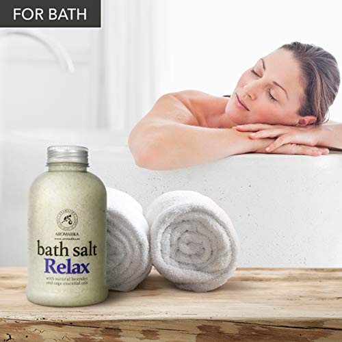 Sales de Baño Relajantes 600g - con Aceite Esencial de Lavanda y Salvia - Poseen Propiedades Beneficiosas para Lograr Un Buen Descanso y Reducir el Estrés - Cuidado Corporal - Baños Relajante