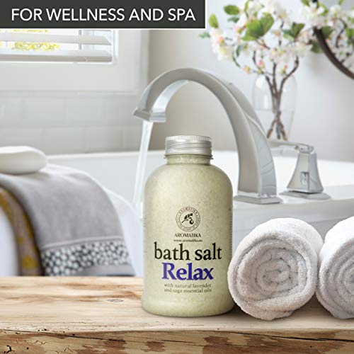 Sales de Baño Relajantes 600g - con Aceite Esencial de Lavanda y Salvia - Poseen Propiedades Beneficiosas para Lograr Un Buen Descanso y Reducir el Estrés - Cuidado Corporal - Baños Relajante