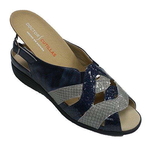 Sandalias Mujer Plantillas extraíbles Doctor Cutillas en Azul Marino Talla 39