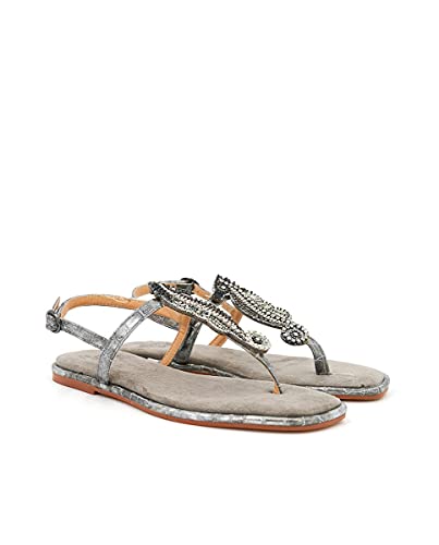 Sandalias Planas de Mujer Alma en Pena Color Plata. V21BL9017 Coco Metalizado Pewter - Talla: 39