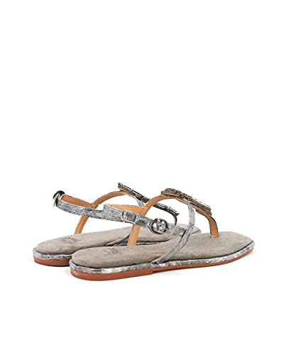 Sandalias Planas de Mujer Alma en Pena Color Plata. V21BL9017 Coco Metalizado Pewter - Talla: 39