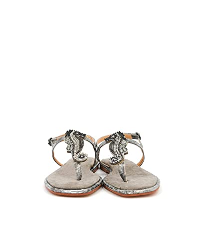 Sandalias Planas de Mujer Alma en Pena Color Plata. V21BL9017 Coco Metalizado Pewter - Talla: 39