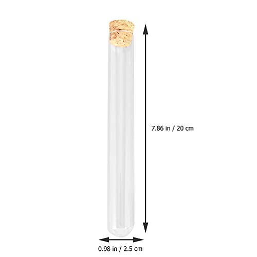 Scicalife 10 Piezas de Tubo de Ensayo de Vidrio con Tapón de Corcho Tubos de Ensayo Transparentes Mini Vail de Vidrio para Pruebas de Laboratorio de Ciencia Contenedores de Almacenamiento