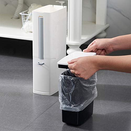 SDFLKAE Cepillo de inodoro 3 en 1, cubo de basura de baño ABS con cepillo de limpieza de inodoro, papelera multifuncional para cocina, soporte de caja de papel higiénico