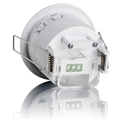 SEBSON® 2X Detector de Movimiento Empotrable, Interior, Montaje en Techo, programable, Sensor de Infrarrojos, Alcance 6m / 360°, LED Adecuado