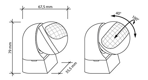 SEBSON® Detector de Movimiento Exterior IP44, Montaje Superficie en Pared, programable, Sensor de Infrarrojos, Alcance 12m / 180°, LED Adecuado, orientable