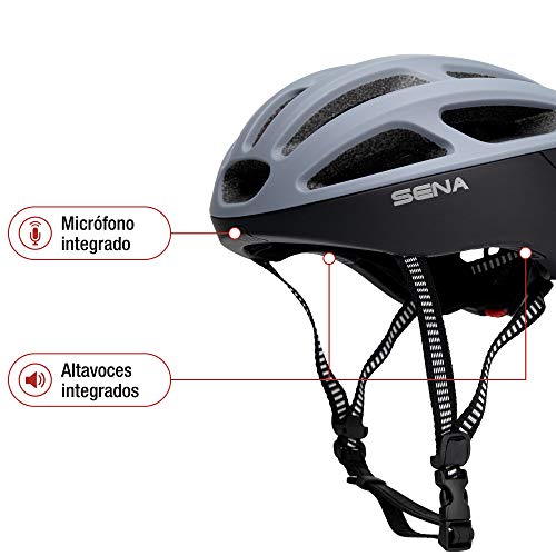 Sena R1 Smart Helmet para ciclismo (Matte Gray, Tallas L), Certificado CE