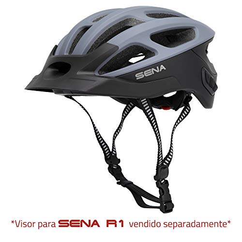 Sena R1 Smart Helmet para ciclismo (Matte Gray, Tallas L), Certificado CE