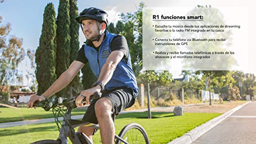 Sena R1 Smart Helmet para ciclismo (Matte Gray, Tallas L), Certificado CE