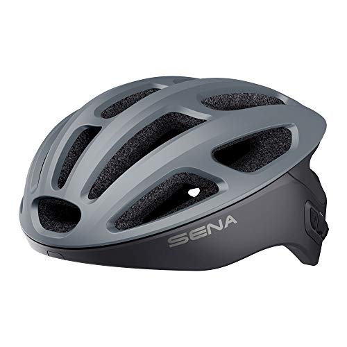 Sena R1 Smart Helmet para ciclismo (Matte Gray, Tallas L), Certificado CE