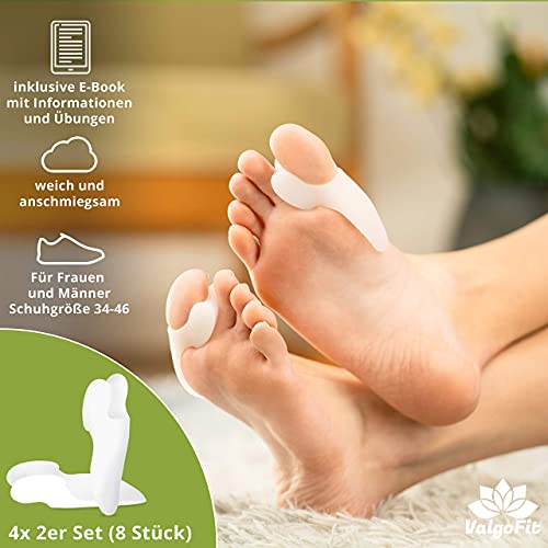 Separador Dedos Pie transparente [8x], silicona mejorada, BPA free, Talla única - Silicona gel suave, no es corrector de juanetes hallux valgus sostenida