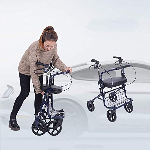 showyow Carrito de Compras Carrito de Compras de 4 Ruedas Vehículo Auxiliar Ligero Carrito para discapacitados Cuatro Ruedas Anticaída Plegado Viaje