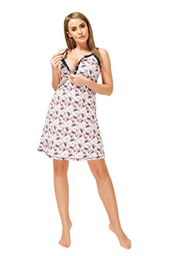 Sibinulo Camisón de Maternidad Pijama Lactancia Vestido Hospital Camisón para Madres Prado Blanco S