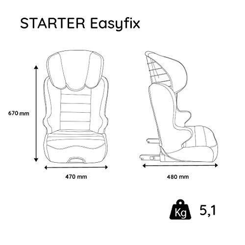 Silla de coche para Silla de coche elevador STARTER EASYFIX grupo 2/3 (15-36kg) con proteccion lateral - Nania Silver