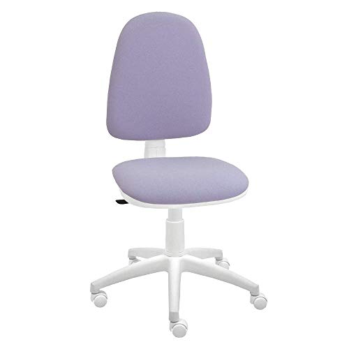 Silla giratoria Blanca de Oficina y Escritorio, Modelo Torino, diseño 100% Blanco ergonómico con Contacto Permanente (Malva)