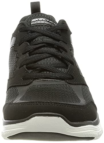 Skechers Flex Appeal 4.0-Active Flow, Zapatillas Mujer, Negro (BKW Black Leather/Mesh/White Trim), 36 EU