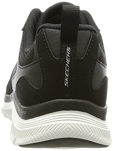 Skechers Flex Appeal 4.0-Active Flow, Zapatillas Mujer, Negro (BKW Black Leather/Mesh/White Trim), 36 EU