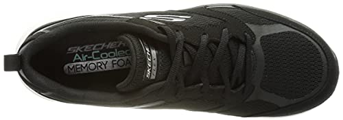 Skechers Flex Appeal 4.0-Active Flow, Zapatillas Mujer, Negro (BKW Black Leather/Mesh/White Trim), 36 EU