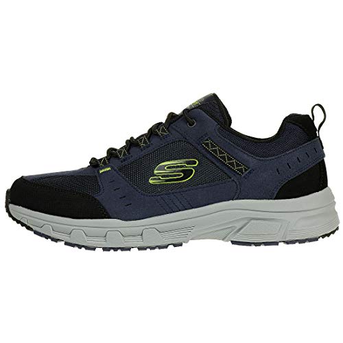 Skechers Oak Canyon, Zapatillas Hombre, Multicolor (NVLM Black Leather/PU/Mesh/Trim), 44 EU