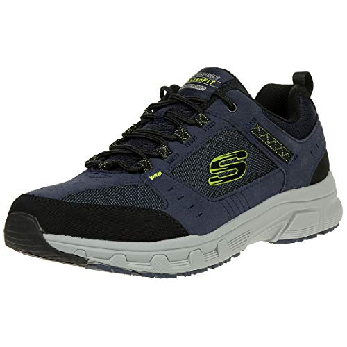 Skechers Oak Canyon, Zapatillas Hombre, Multicolor (NVLM Black Leather/PU/Mesh/Trim), 44 EU