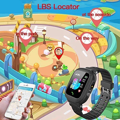 Smooce Kids Smartwatch para Niños, LBS Reloj Inteligente Resistente al Agua para niños de 3-12 años con cámara SOS Call Juego de Pantalla táctil para de cumpleaños para niños Holiday (Black)